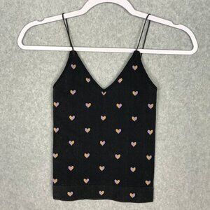 Aura Tank Top Womens XXS XS Black Hearts Stretch Basic Tight Yoga Workout Active